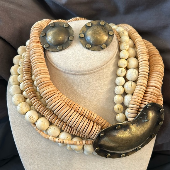 Vintage Original R.J. Graziano Wood Beaded Strands with...